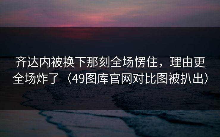 齐达内被换下那刻全场愣住，理由更全场炸了（49图库官网对比图被扒出）