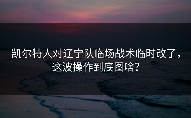 凯尔特人对辽宁队临场战术临时改了，这波操作到底图啥？