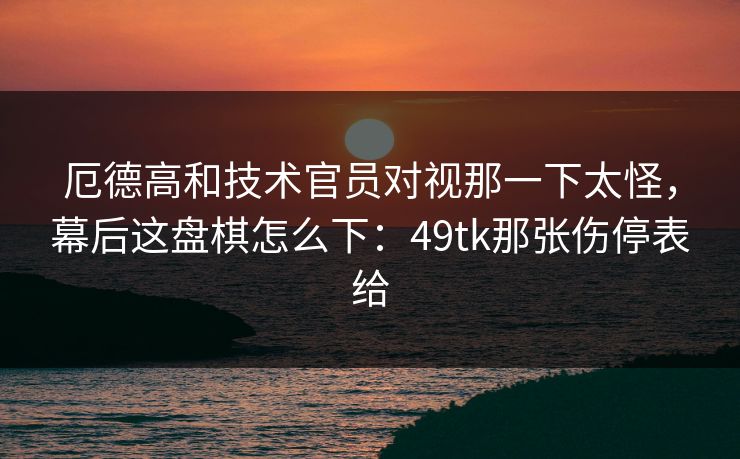 厄德高和技术官员对视那一下太怪，幕后这盘棋怎么下：49tk那张伤停表给